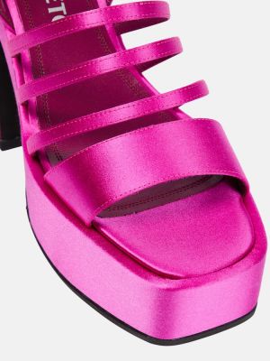 Сатенени сандали на платформе Nodaleto розово