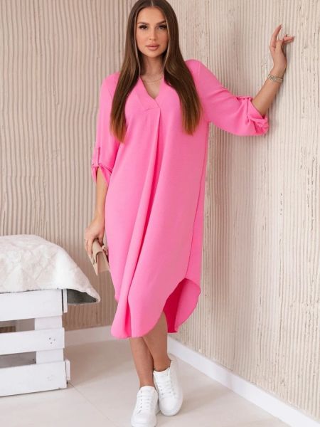 Φόρεμα με λαιμόκοψη v Kesi ροζ
