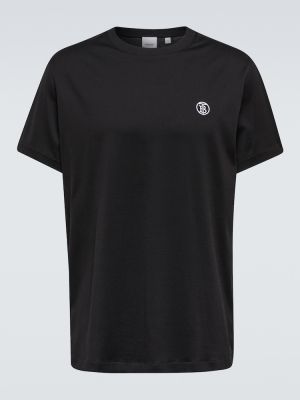 Bavlněné tričko s výšivkou Burberry černé
