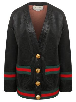 Кожаный пиджак Gucci черный