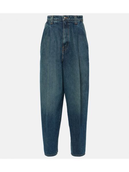 Plisované voľné džínsy Khaite modrá