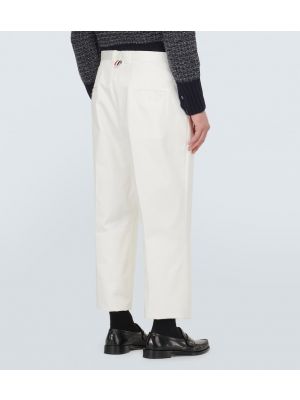 Pamučne chino hlače visoki struk Thom Browne bijela