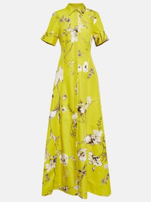 Sukienka długa bawełniana w kwiatki Erdem żółta