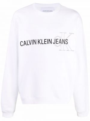 Sudadera con estampado Calvin Klein Jeans blanco