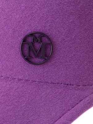 Casquette en laine et imprimé rayures tigre Maison Michel violet