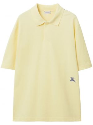 Kokvilnas polo krekls ar izšuvumiem Burberry dzeltens