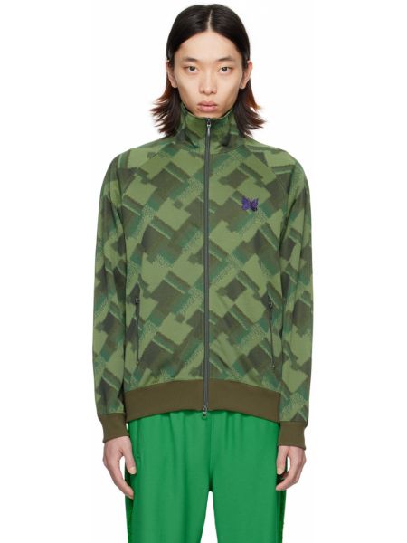 Зеленая спортивная куртка на молнии Needles