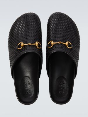 Kožené domáce papuče Gucci čierna