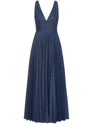 Maxikleid mit plisseefalten Valentino Garavani blau