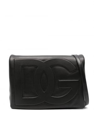 Usnjena pisemska torbica Dolce & Gabbana črna