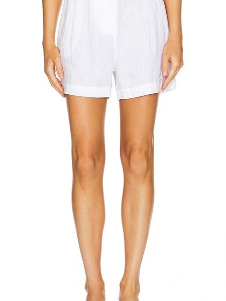 Pantalones cortos de lino plisados Donni. blanco