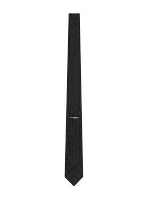 Žakardinis taškuotas šilkinis kaklaraištis Saint Laurent juoda