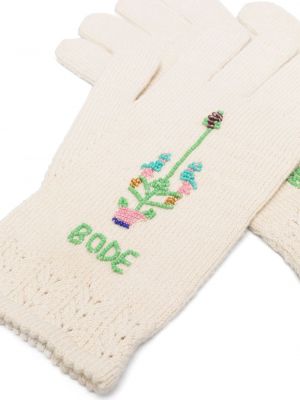 Strick handschuh mit stickerei Bode weiß