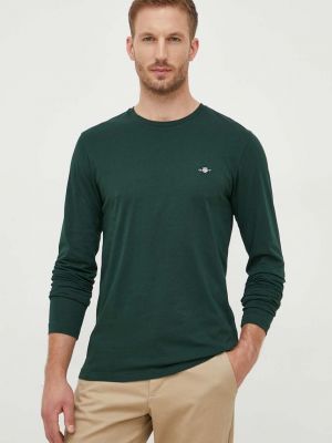 Памучна тениска с дълъг ръкав с дълъг ръкав Gant зелено