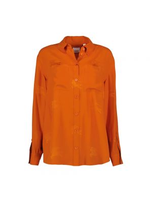 Jedwabna koszula Burberry pomarańczowa