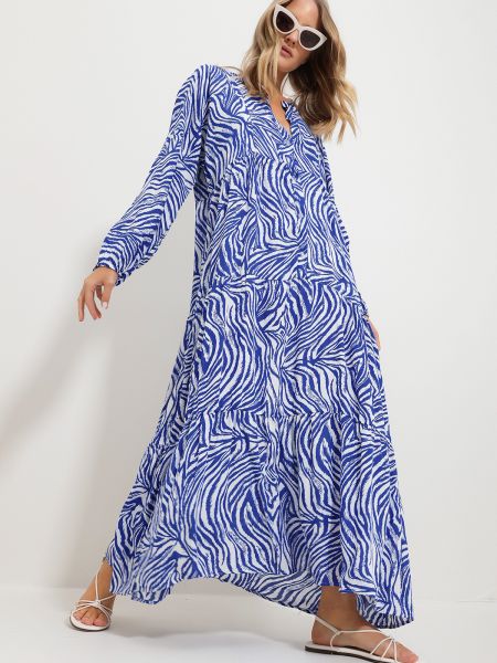 Dlouhé šaty Trend Alaçatı Stili modrá