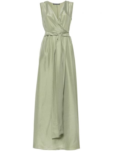 Plisované hodvábne dlouhé šaty Alberta Ferretti zelená