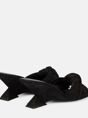 Kožené semišové sandále The Attico čierna