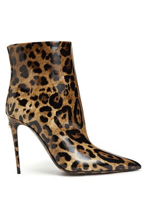 Леопардовые кожаные ботинки Dolce&gabbana коричневые