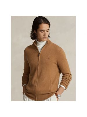 Chaqueta de lana con cremallera de tela jersey Polo Ralph Lauren marrón