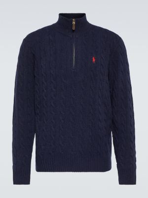 Zip kashmir ull strikkegenser Polo Ralph Lauren blå