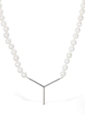 Náhrdelník s perlami Y/project stříbrný