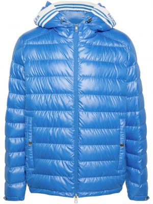 Péřová bunda s kapucí Moncler modrá