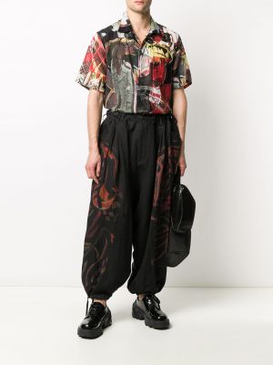 Pantalones con estampado con estampado abstracto Yohji Yamamoto negro