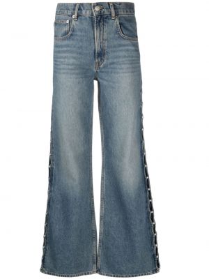 Zvonové džíny s vysokým pasem s perlami Maje Modré