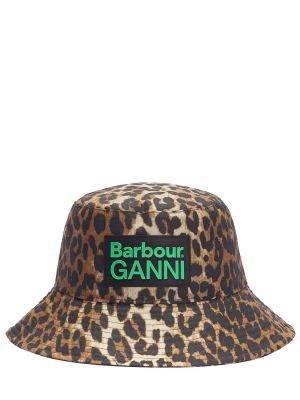 Chapeau en coton à imprimé à imprimé léopard Barbour marron