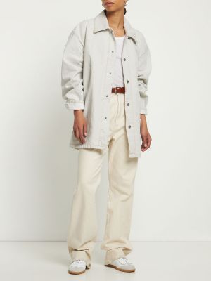 Oversized bavlnená džínsová bunda Maison Margiela biela