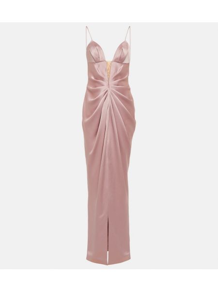 Атласное платье с драпировкой Rasario розовое