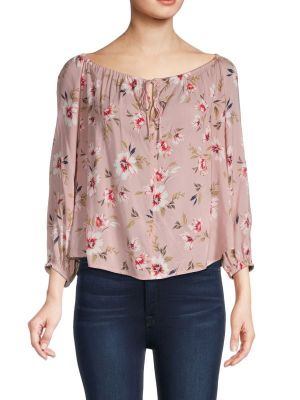 Розовая бархатная блузка в цветочек с принтом Velvet