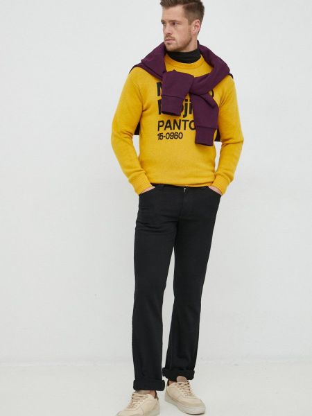 Шерстяной свитер United Colors Of Benetton желтый