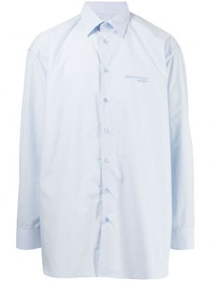 Риза с копчета с принт Raf Simons синьо