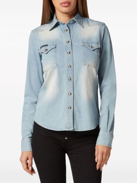 Křišťálová džínová košile Philipp Plein