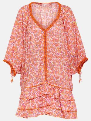 Geblümtes kleid mit rüschen Poupette St Barth pink