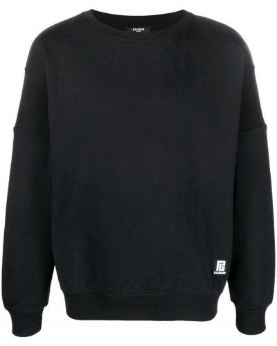 Trykt bomull sweatshirt Balmain svart