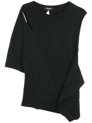 Asimetrična bombažna majica Undercover črna