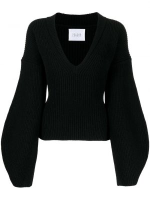 Πλεκτός πουλόβερ με λαιμόκοψη v Galvan London μαύρο