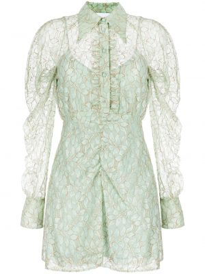 Květinové přiléhavé mini šaty s knoflíky Alice Mccall - zelená