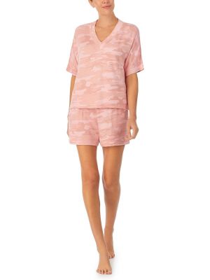 Пижама с v-образным вырезом с коротким рукавом свободного кроя Sanctuary розовая