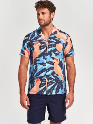 Košeľa s tropickým vzorom Shiwi modrá