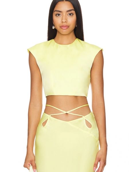 Top court en satin Bardot jaune