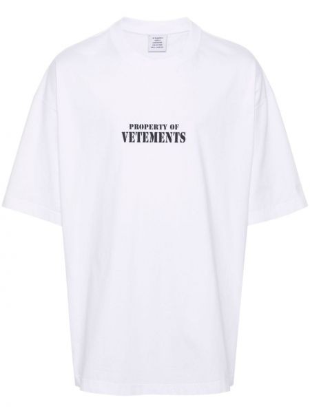 Bavlněné tričko s potiskem Vetements bílé