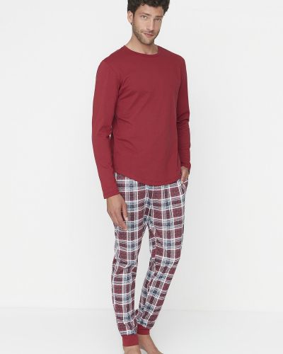 Kostkované pyžamo Trendyol červené