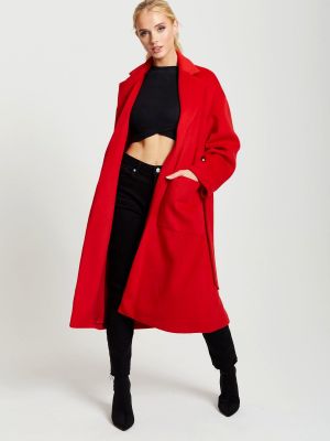 Красное длинное пальто с поясом Liquorish