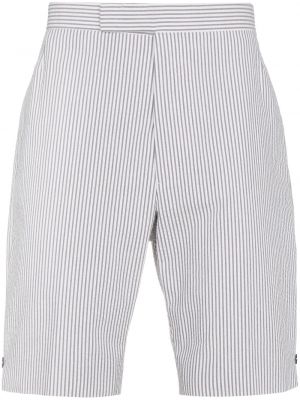 Pantaloni scurți de in cu dungi Thom Browne gri