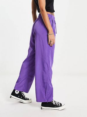 Широкие брюки Monki фиолетовые