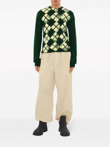 Sweter bawełniany z wzorem argyle Burberry zielony